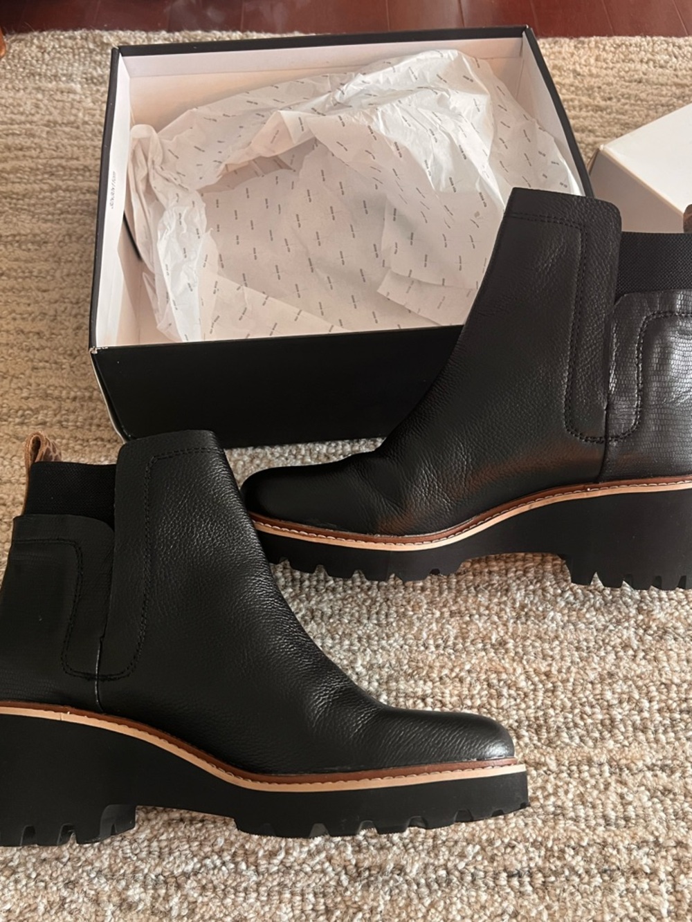 Never worn! Dolce Vita Black Leather Chelsea Lug Ankle Boots